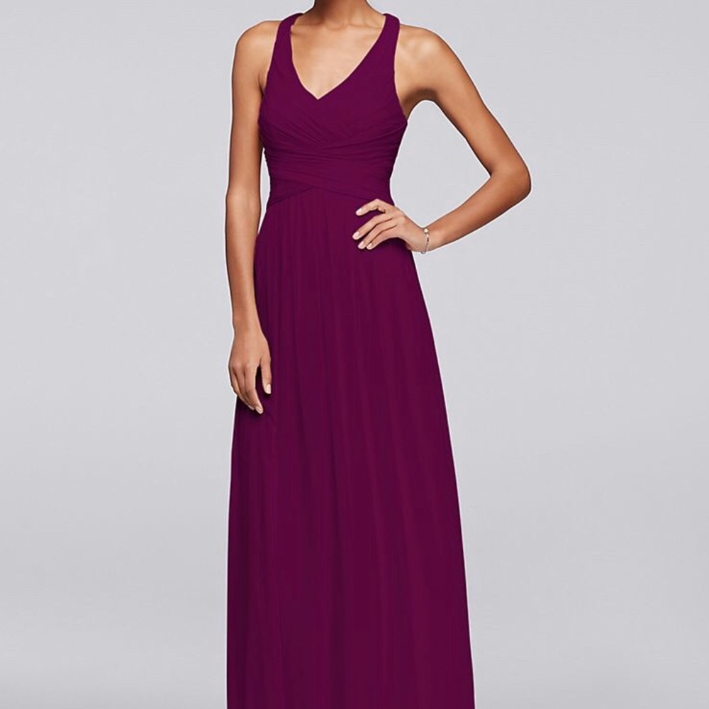 NWT David’s Bridal Long Mesh Open Back Sangria
